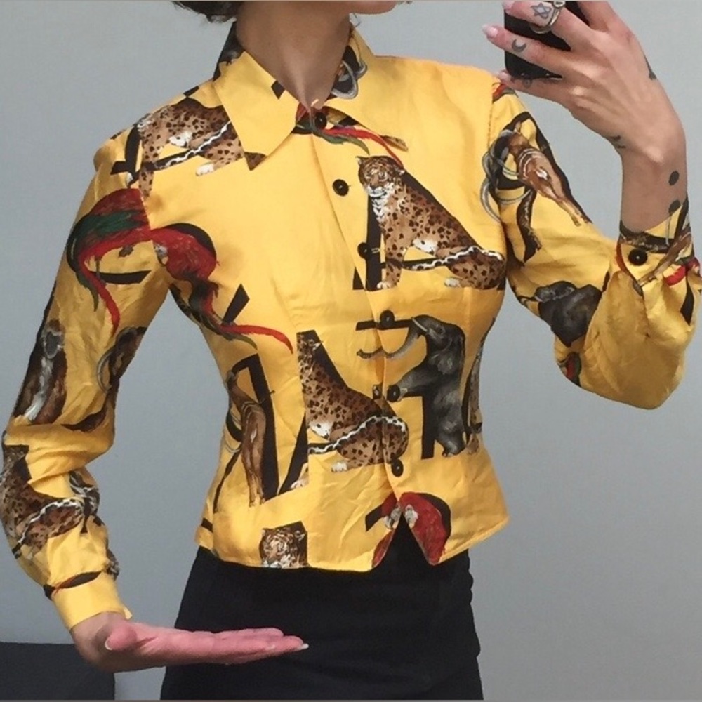 Vintage Dana Buchman Animal Safari Silk Blouse